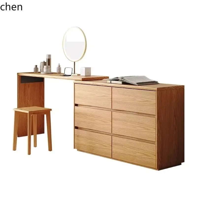 SZ-14 Dressing Table And Chest Of Drawers Integrated Makeup Table Solid Wood Storage Cabinet L-Shaped Corner Desk