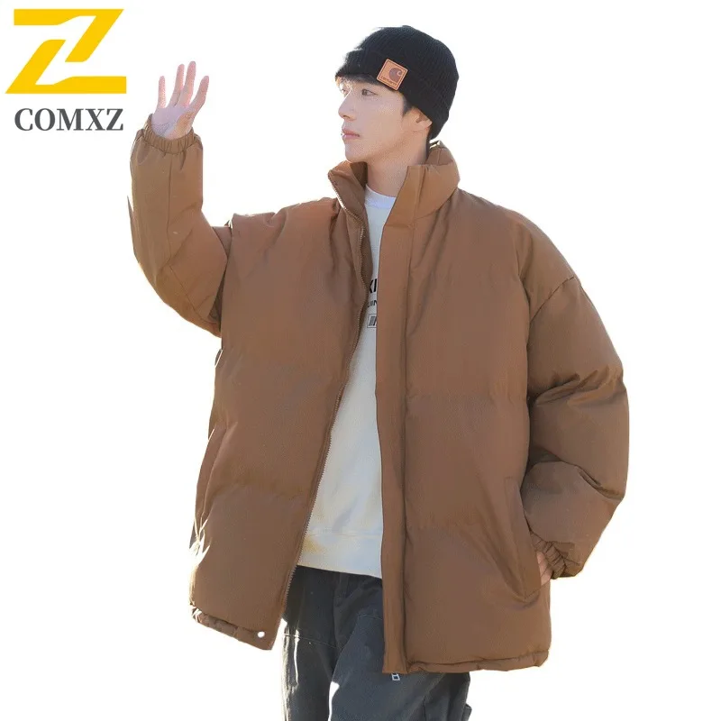 Mens Medium long Cotton Jacket Winter American Style Solid color Waterproof Windproof Parka Thermal Outdoor Sports Casual Coat