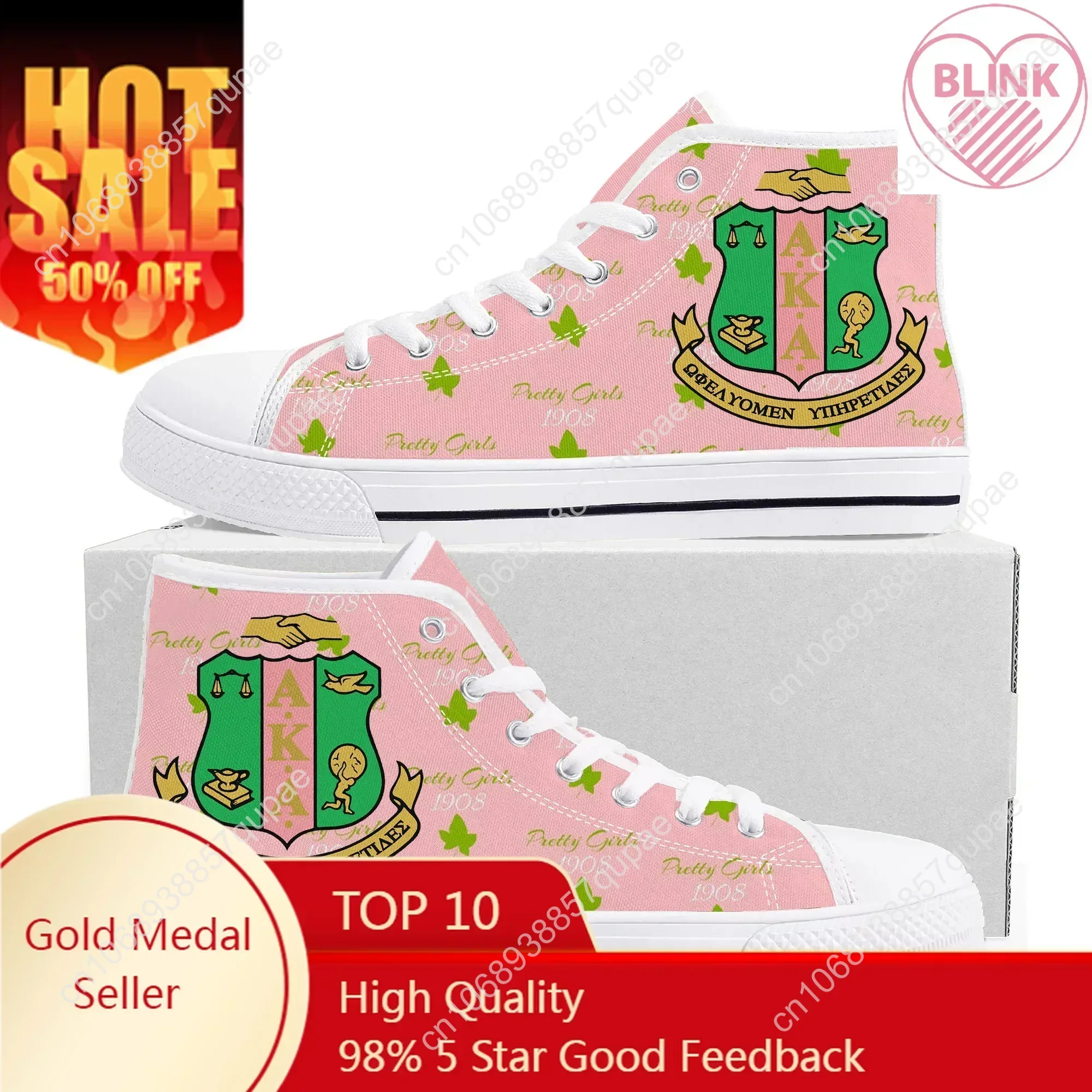 

A-Alpha Sorority A-AKA 1908 High Top Sneakers Kappa Alpha Mens Womens Teenager Canvas High Quality Sneaker Shoe Custom Made Shoe