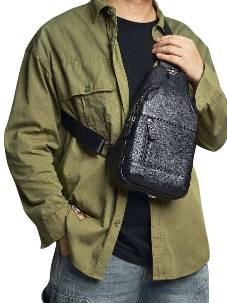 Phili-saco de couro genuíno masculino, bolsa de ombro, moda, couro, cintura, primeira camada, na moda