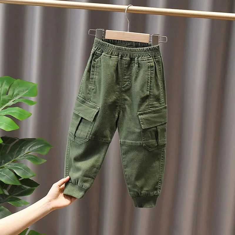 Baby Boys' Pants 2024 Spring and Autumn Children's Korean Cargo Pants Handsome Casual Pants Kids Baby Sports Pants