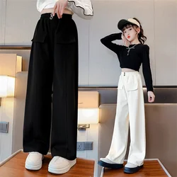 Girls Wide Leg Pants Kids Fashion Loose Pants Children Straight Sweatpants 2023 High Waisted Spring Autumn Casual Trousers
