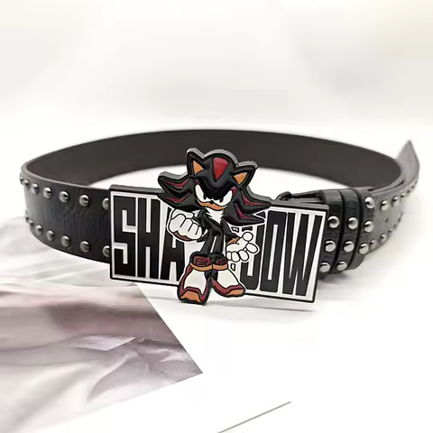 INS Harajuku Y2K Millennial Hot Girl Street Black Sonic Boy Board Buckle Rivet Decorative Belt Universal for Men and Women
