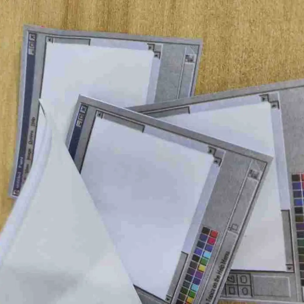 

500Sheets Creative Vintage Computer Sticky Notepad Retro Square Paper Drawing Board Computer Drawing Board Reliable Adhesive