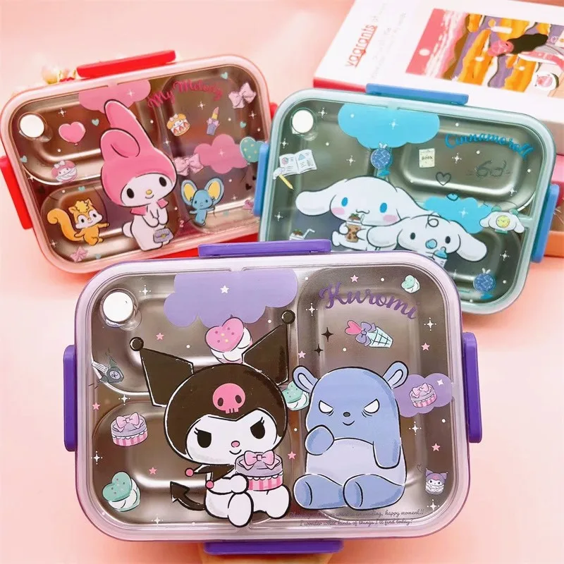 

Sanrio Hellokitty Cartoon Lunch Box Kuromi Lunch Box Anime Cinnamoroll Anti-scalding Children Portable Divided Lunch Box Gifts