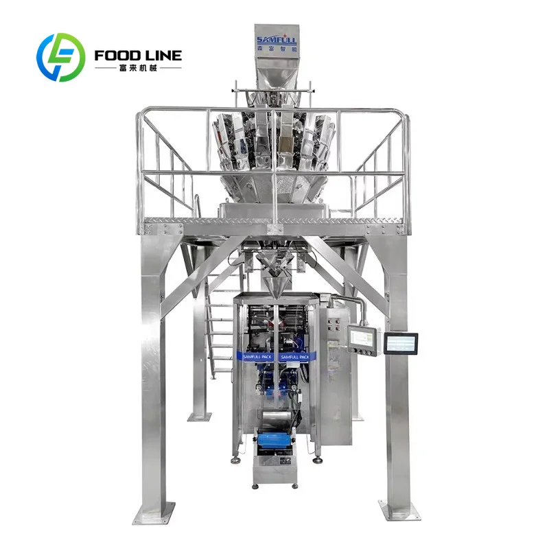Customized Weighing Vertical Pillow Bag Nitrogen Filling Packing Machine For Crispy Potato Chip Fresh Snack Production Factory
