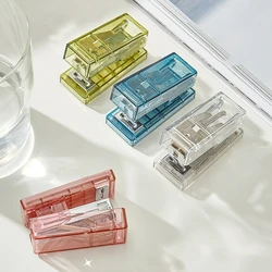 Mini Transparent Color Stapler 1000pcs 26/6 Staples Set Portable Binder Office Binding Tools School A7639