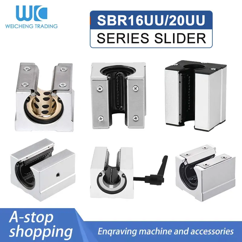 1PC Bloco de Alumínio SBR16/20UU 20mm para Rolamento Linear de Esferas, Compatível com Trilho Guia Linear SBR20