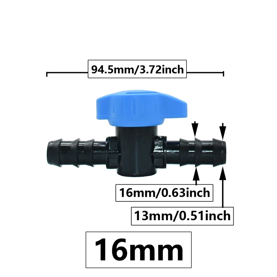 Drip irrigation system tubing connector for garden use compatible with 16 mm and 20 mm PE hoses pressure rated up to 850 kPa PVC
