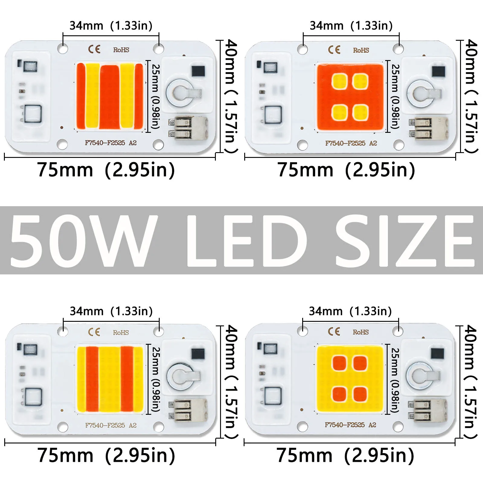 50W LED COB Professional Plant Fill Light Chip AC220V Full Spectrum 380NM-780NM Vegetable Flower Fleshiness Planting Plant Light