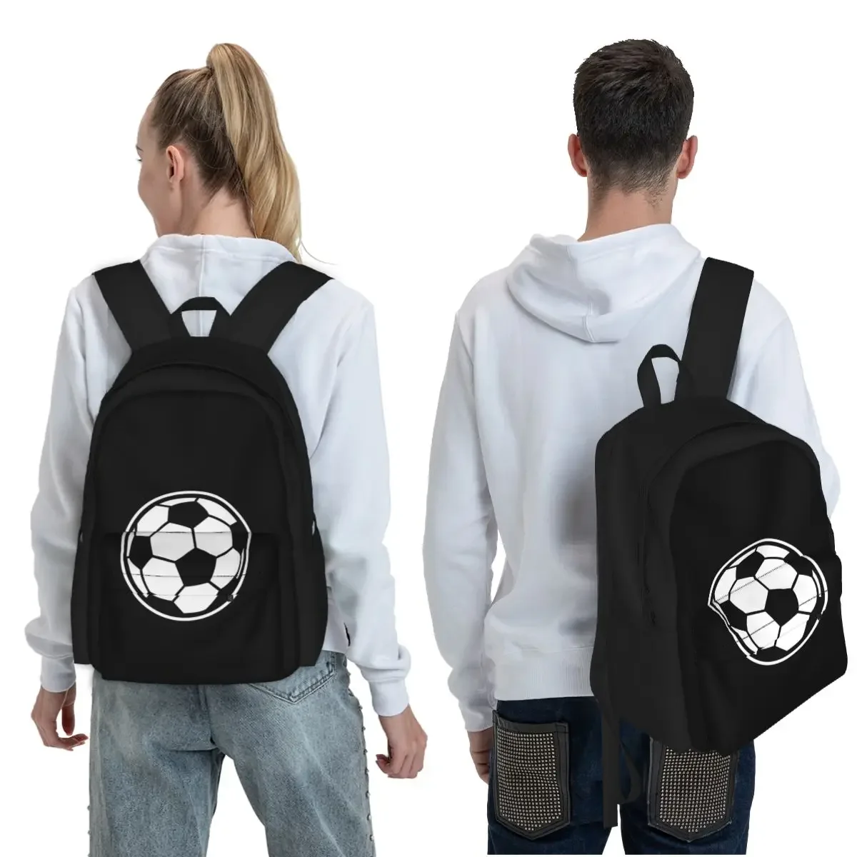 Soccer Ball Football Icon Student Backpack School Bag Hiking Travel Daypack for Men Women Fashion Bookbag Shoulder Bags