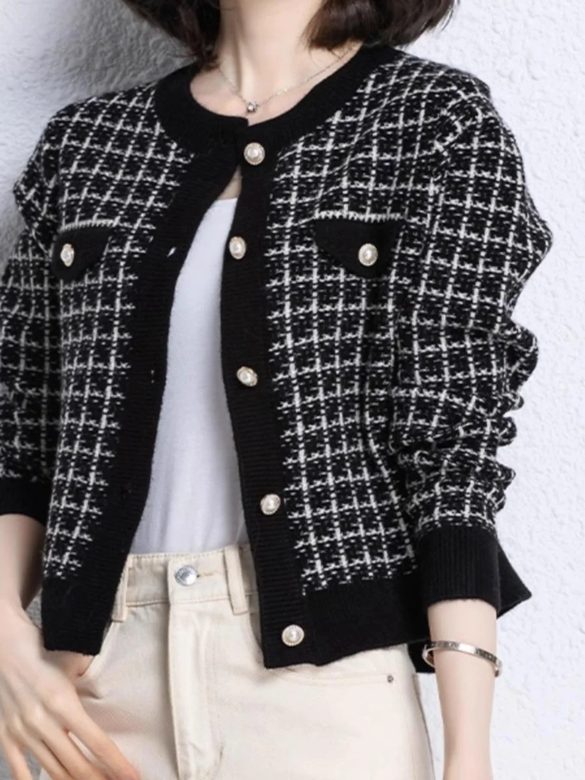  Style Knitted Short Coat High Waist Women's Fashion Autumn Sweater Cardigan Korean Loose Fit Long Sleeve Button up