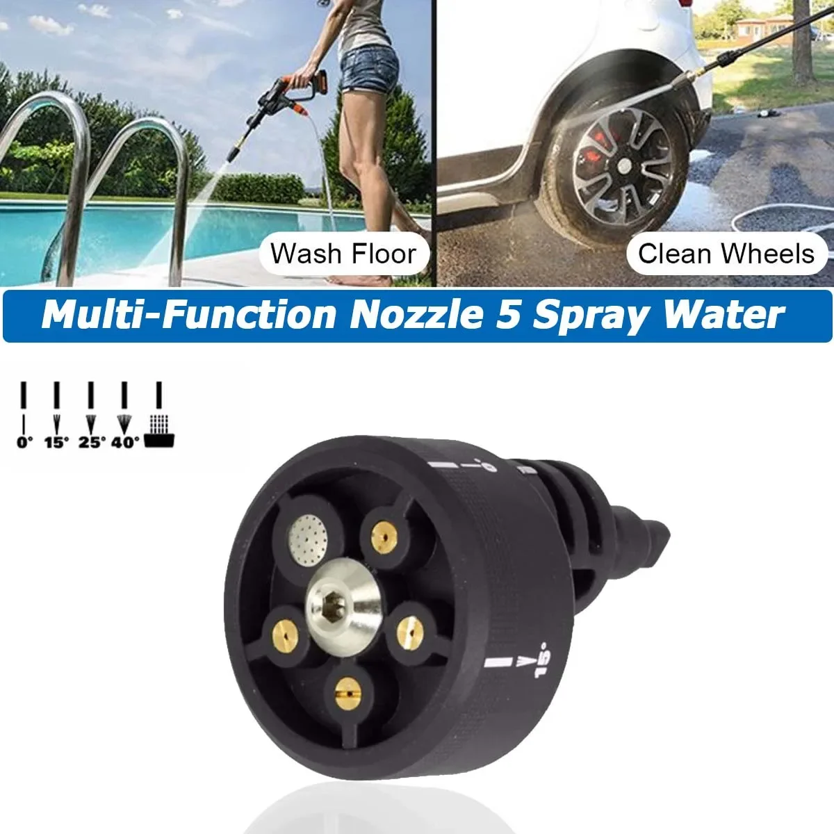 

For WORX Hydroshot WG629 WU629 WG630 Multi-Function Nozzle 5 Spray Water High Power Washer Cleaner Tool Car Accessories