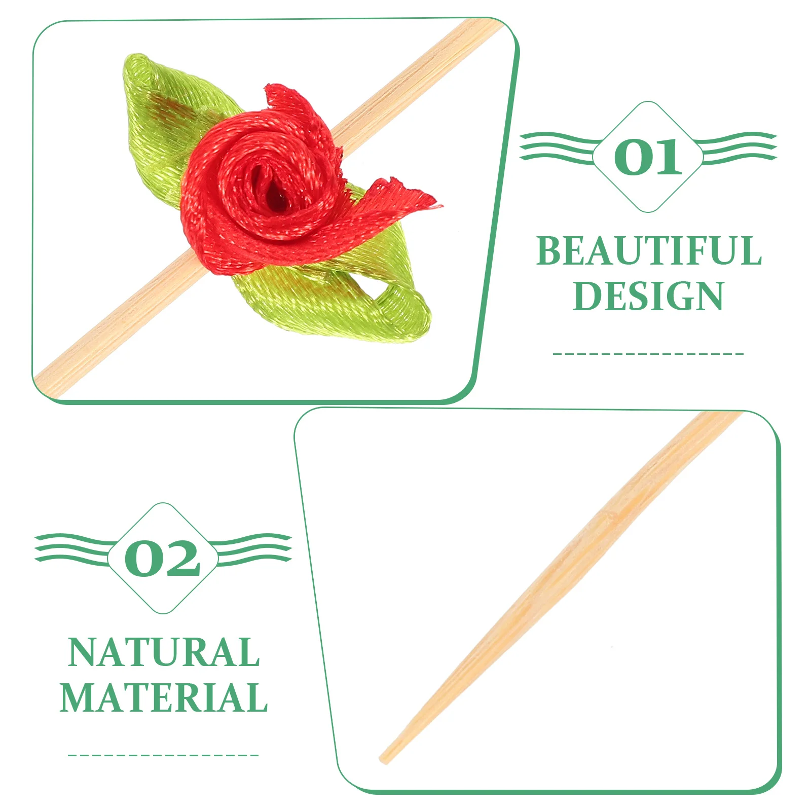 

100Pcs Rose Bamboo Cocktail Picks Flower Skewers Fancy Toothpicks for Appetizers Party Fruits Snacks Dessert Sticks
