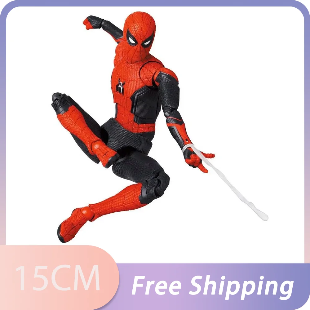 Spider Man Mafex 194 Peter Parker Comic Version Action Figure Spiderman Upgrade Battle Suit Anime Figures Model Doll Toy Gift