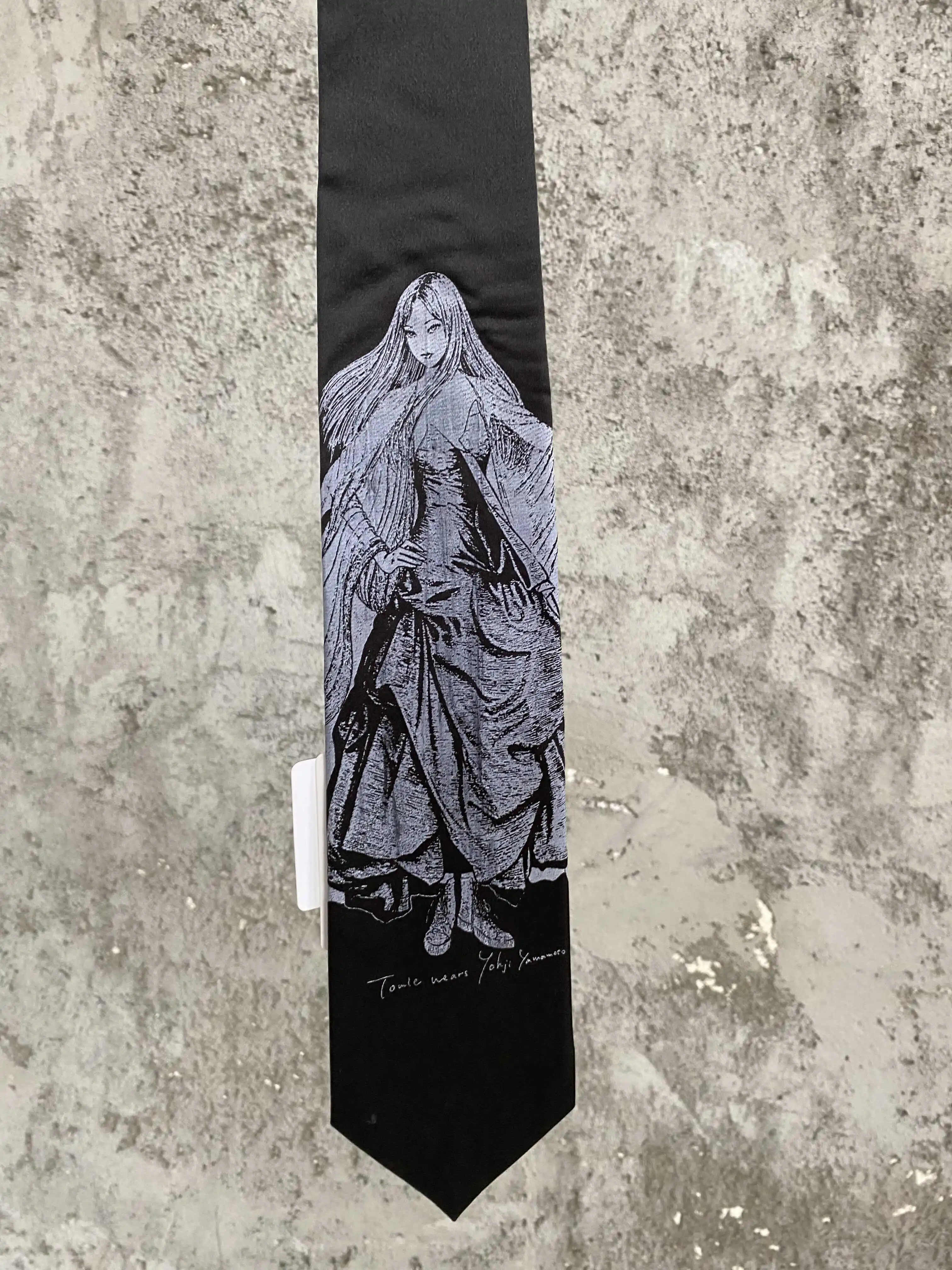Original design of a dark and niche tie with a horror comic print by Junji ITO