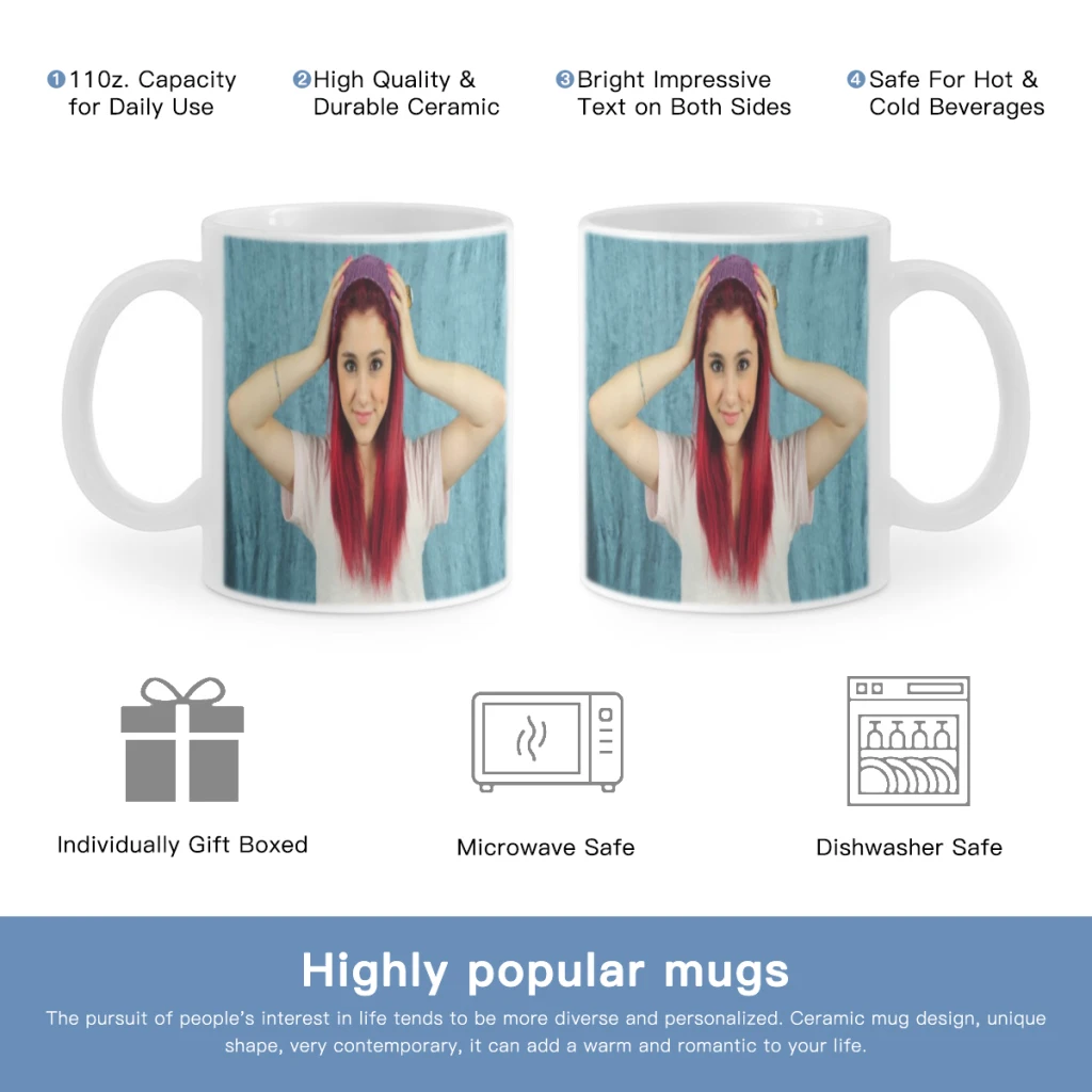 

Beautiful Ariana G-Grande Free shipping Ceramic Cup Coffee Oatmeal Breakfast Cup Creative Personality Mug