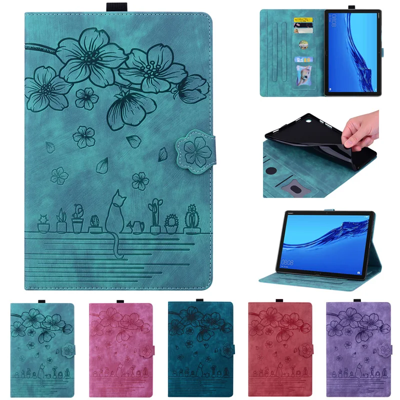 Tablet Funda For Lenovo Tab M10 Plus 3rd Gen 3 Case tb125fu tb128fu Cat Flower Wallet Cover For Xiaoxin Pad 2022 Case 10.6