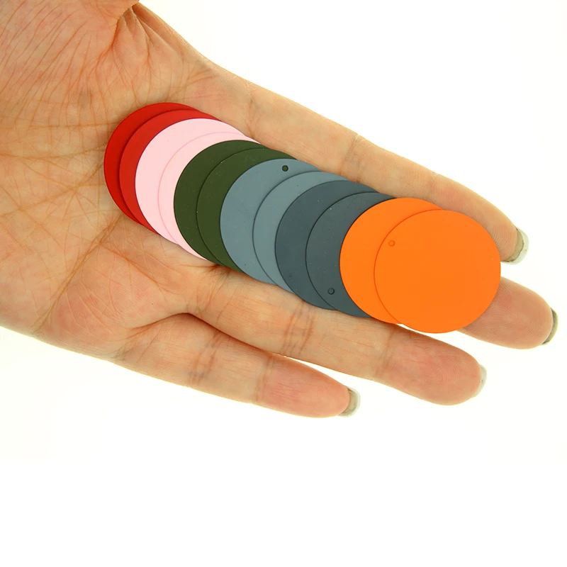 10pcs/Lot 30mm Spray Rubber Paint Circular Piece Matte Color Earrings Material Charms For Diy Jewelry Making Accessories Finding