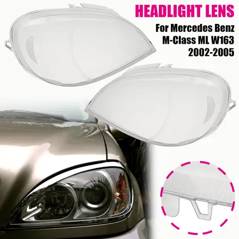 För Mercedes-Benz ML-klass W163 ML400 ML450 ML350 ML320 2002-2005 Par Transparent hölje Framstrålkastare Linsskal Lampskydd 10 best sales Mercedes W163 tillbehör - №3