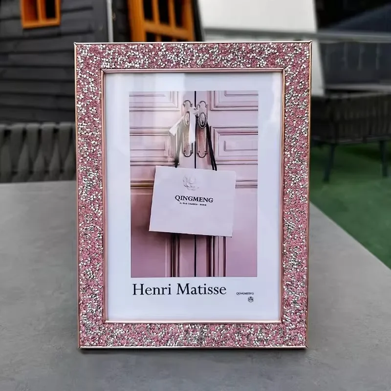 Fashion 6/7inches rose golden Metal Picture Frames Living room frame aesthetic decoration accessories for home tabletop decor
