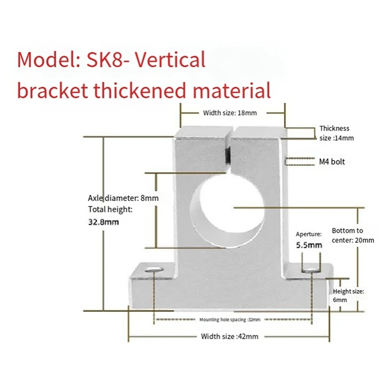 2 pièces Rail de mouvement linéaire tige de serrage Rail Guide Support arbre Support couplage montage SK12 12Mm