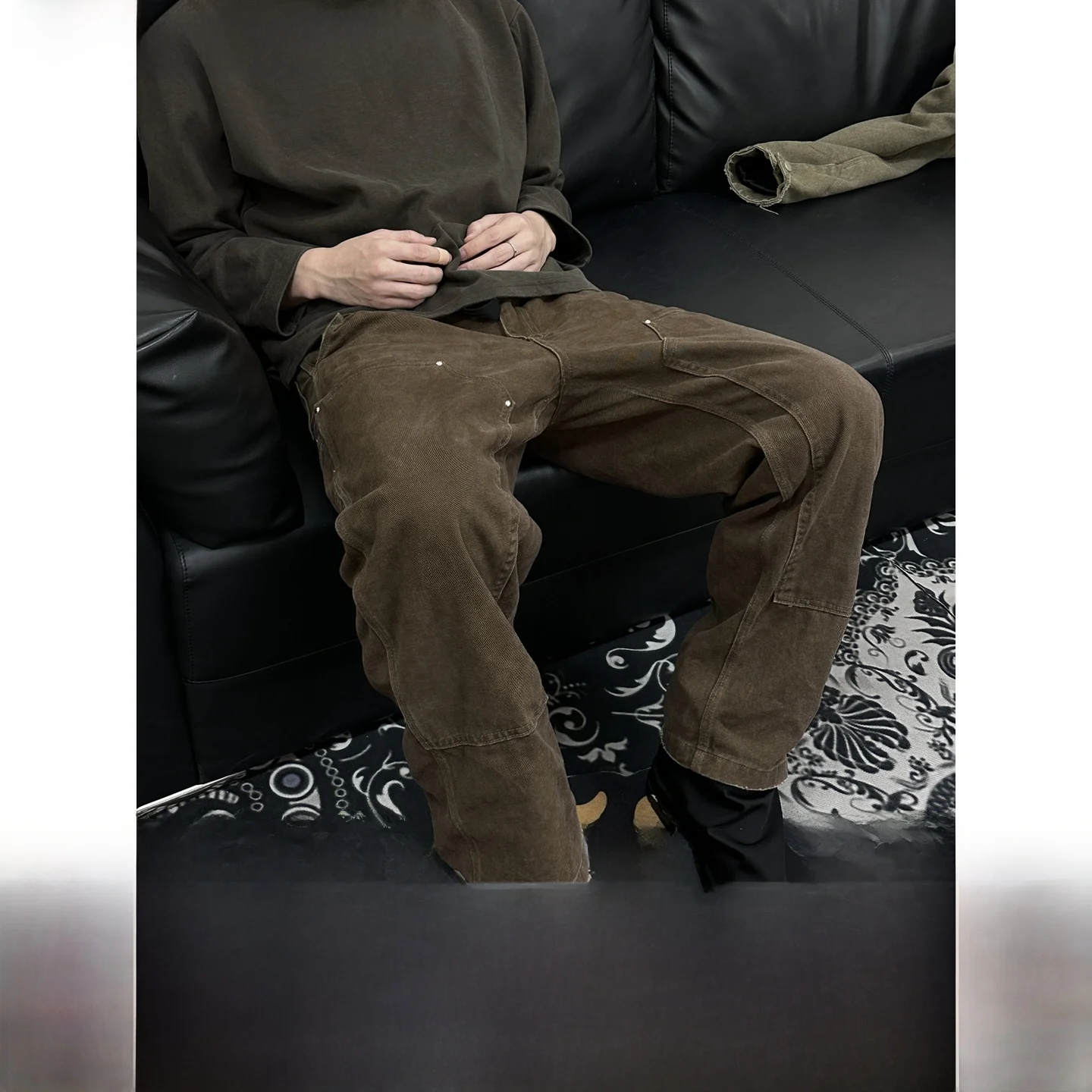 

ZOZO FOREST 22FW B0 Винтажные американские брюки из чистого хлопка с талией, тяжелая рабочая одежда, брюки, прямые брюки со средней талией, длинные брюки