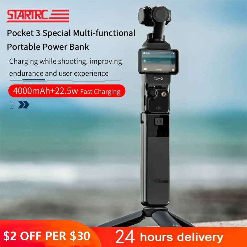 

STARTRC For DJI Osmo Pocket 3 Accessories Charger Mobile Power Bank 4000mAh Battery Handheld Fast Charging Camera Extension Rod