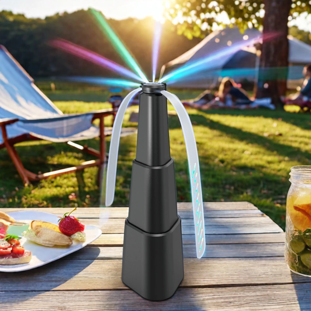 

Rechargeable Fly Repellent Table Fan Smart Electronic Bug Repellent for Mosquitoes Holographic Blades Outdoor Picnics Camping