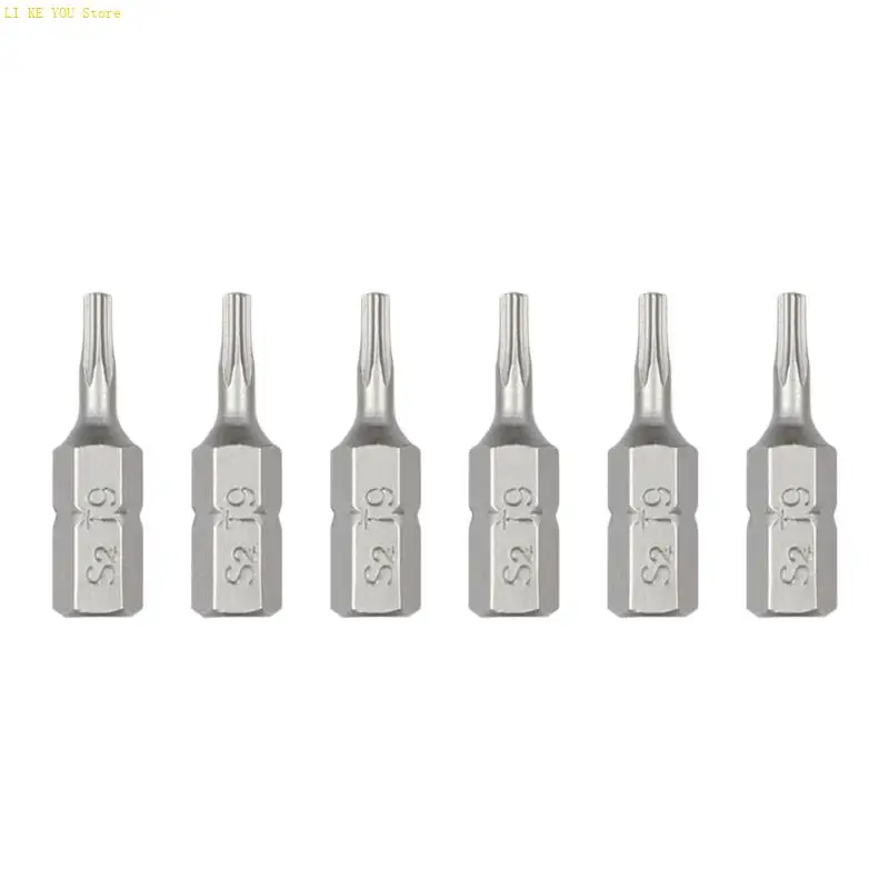 W3JE 6Pcs Industrial Hexagonal Security Bit Steel Assorted Screwdriver Bit Impact Bit Set