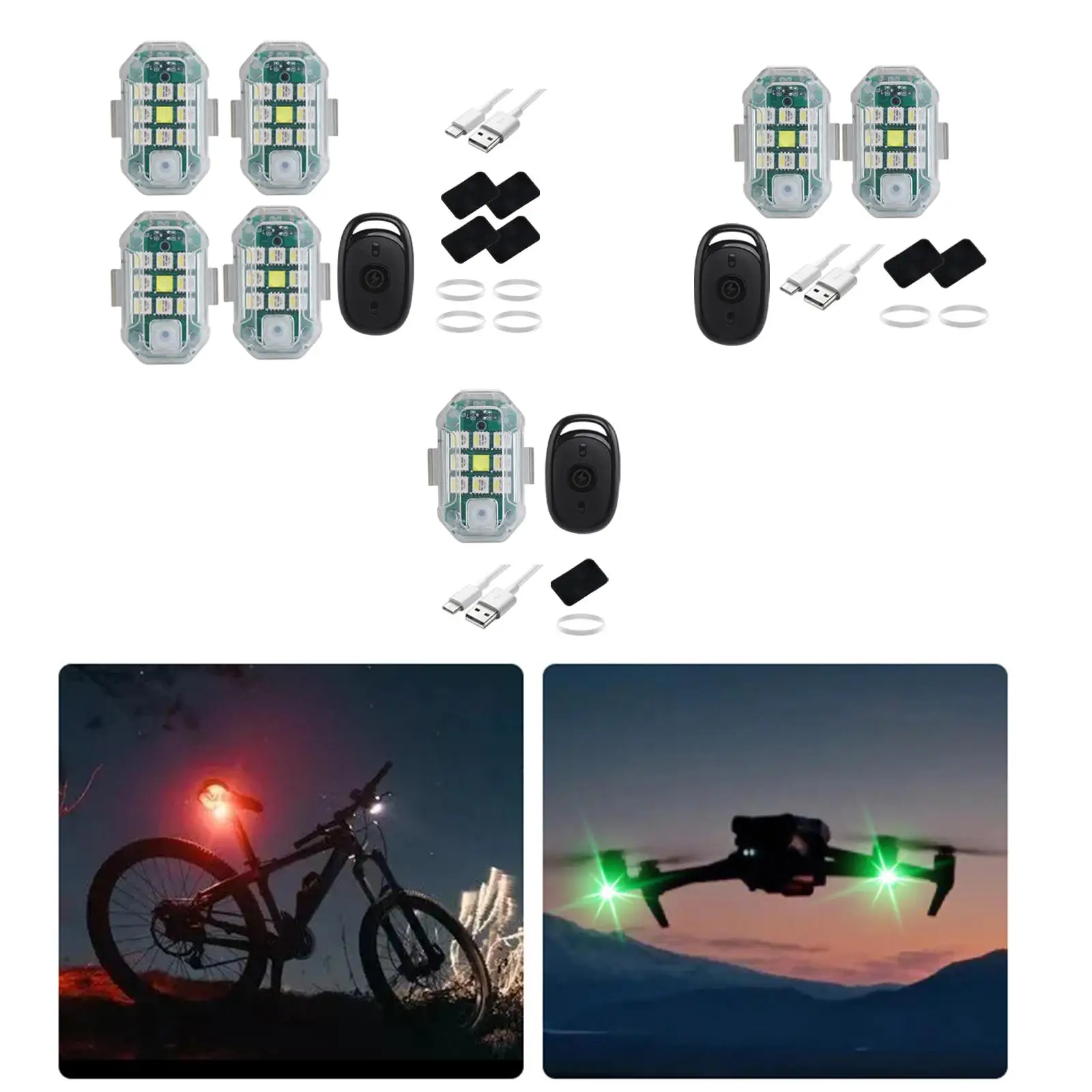 Car Strobe Warning Light USB Rechargeable Adjustable Compact High Brightness