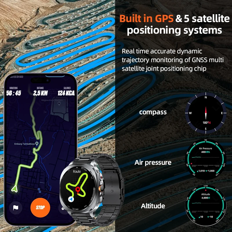 LIGE GPS posicionamiento Smartwatch monitoreo de ritmo cardíaco 100 + modo deportivo seguimiento reloj inteligente 3ATM linterna impermeable reloj inteligente