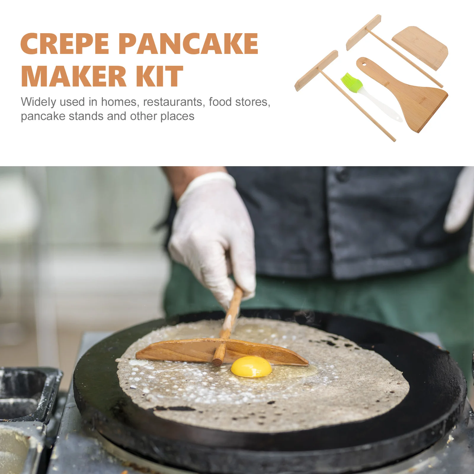 

1Set Household Pancake Tool Kit Simple Design Crepe Spreader for Cooking Pancakes Omelets Kitchen Supply Crepe Spreader