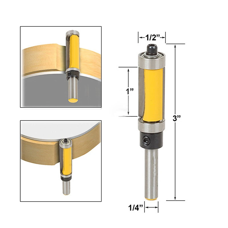 1pc 1/4'' Shank Top &Bottom Bearing Flush Trim Router Bit For Woodworking