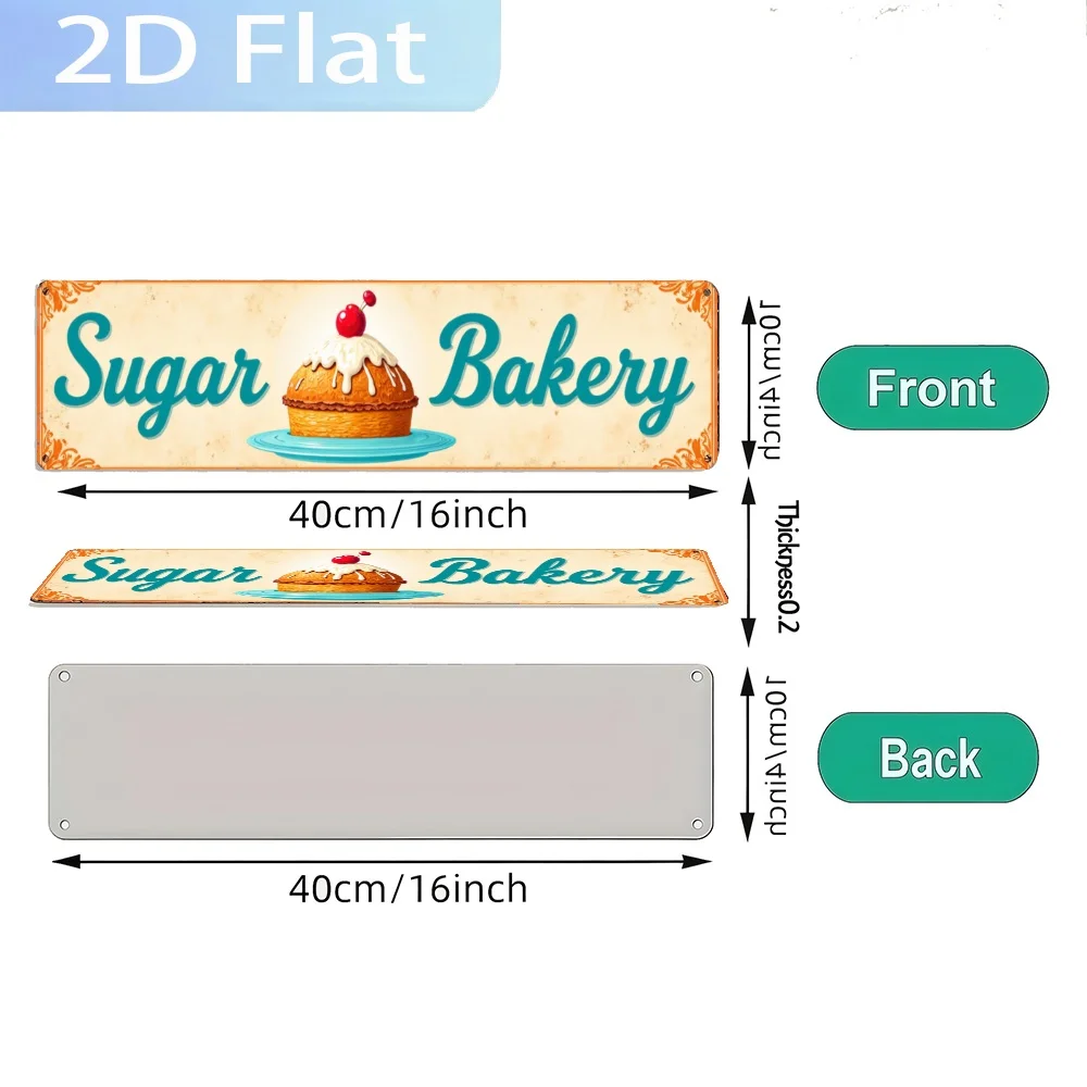 2D Printed Sign Featuring Vintage 'Sugar Bakery Sign' - Farmhouse Style Wall Decor Suitable for Cafes, Garages, Cottages
