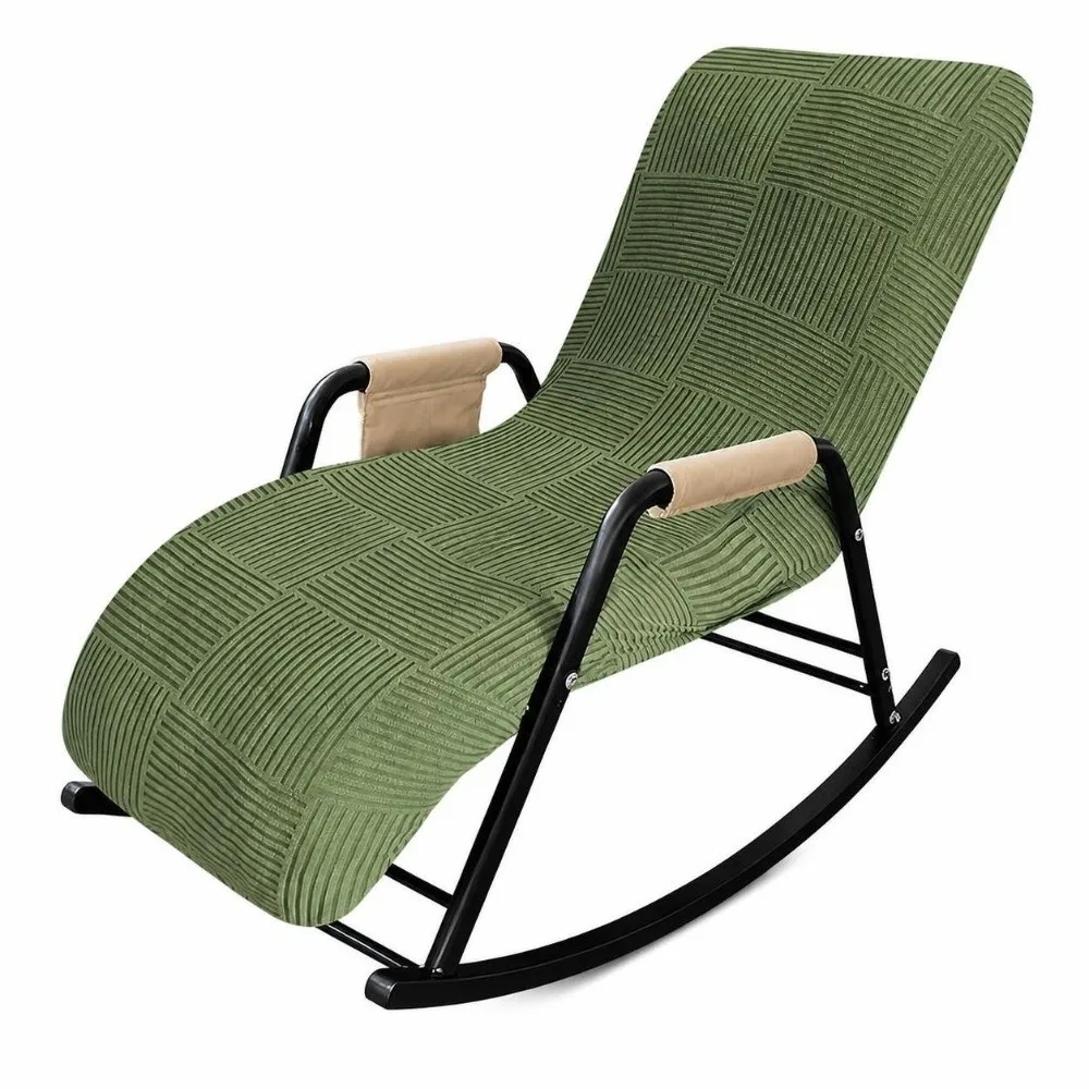 1PC Elastic Rocking Chair Covers Plaid Pattern Breathable Rocking Chair Slipcover Dustproof Polar Fleece Chair Protector Cover