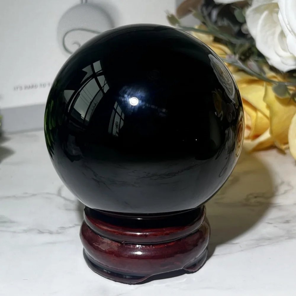 Five Size Black Obsidian Sphere Polished Divination Natural Obsidian Protective Crystal Sphere Meditation Healing Crystal Ball view 5