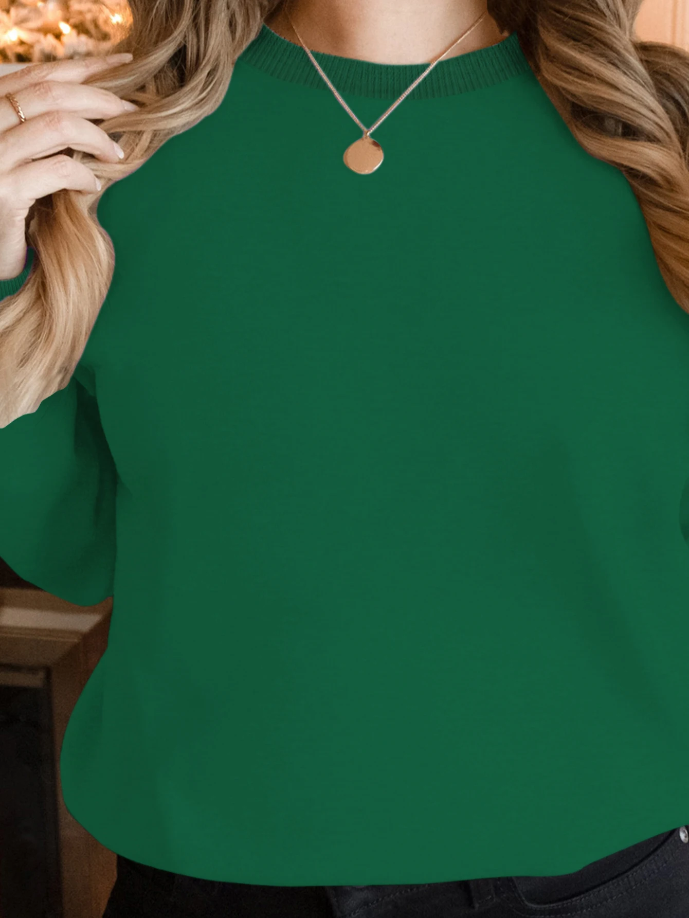 Damen-Sweatshirts – lässiger Langarm-Pullover, lockere Passform für den täglichen Gebrauch, stilvolle einfarbige Farben, einfach zu kombinieren mit verschiedenen Ou