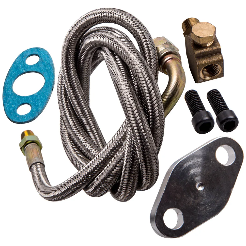 90 Degree Turbo Oil Feed Line Kit T3 T4 T60 T61 T70 1/8 PNT 90 Degree 41 -4AN