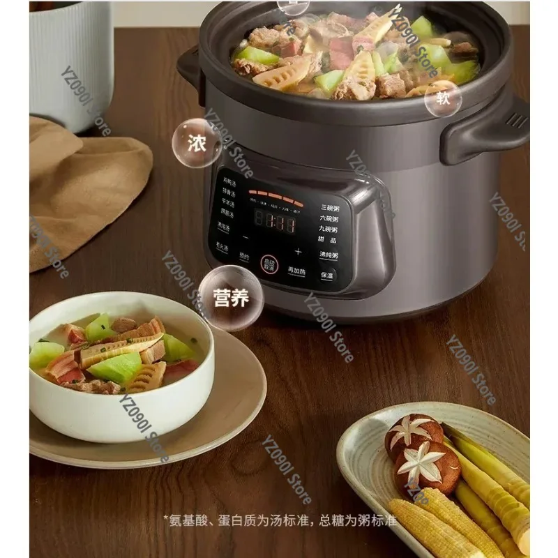 220V Fully Automatic Ceramic Electric Stew Pot Household Purple Clay Slow Soup Cooking Pot