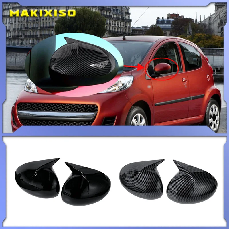 Für Peugeot 107 Toyota Aygo 107CC Citroen C1 2005 - 2014 ABS Carbonfaser M-Look Rückspiegelkappe Auto-Zubehör
