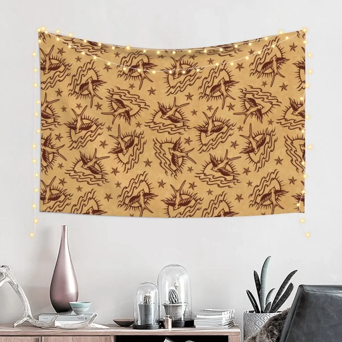 Sparrow Tattoo Tapestry Bathroom Decor Wall Decoration Tapestry