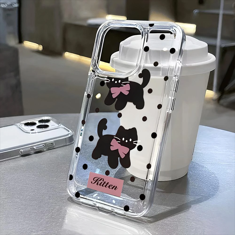

Прозрачный чехол для телефона с милым котом для iPhone 16Pro Max 16Pro 16Plus 16 15 Pro Max 15Pro 15 13 13Pro 14 12 11Pro Max Plus