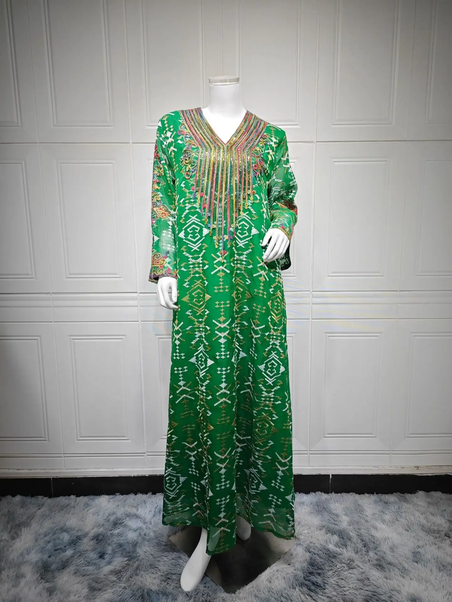 여성을위한 Eid 자수 저녁 파티 드레스 이슬람 Abaya 두바이 Kaftan 라마단 이슬람 Jalabiya Caftan Marocain Femme Robe 가운