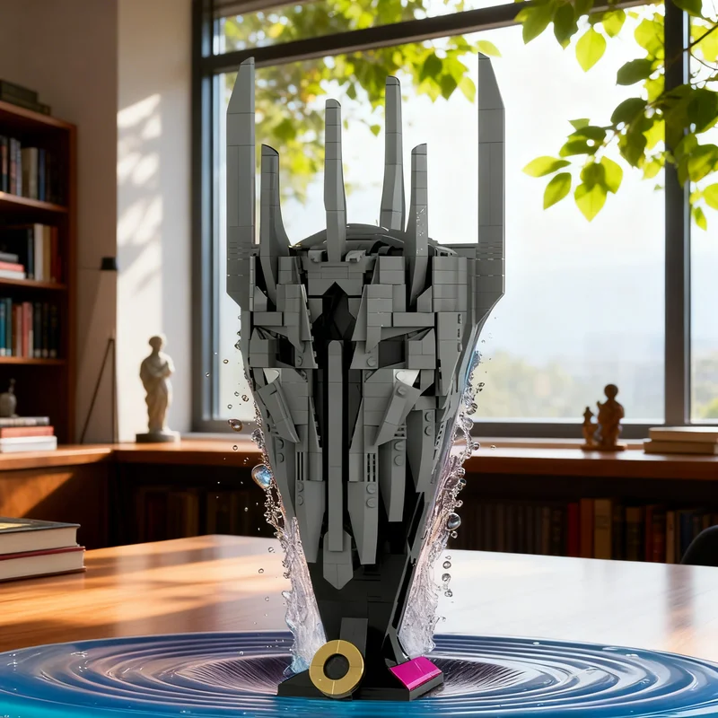 917pcs MOC The Hobbit And Lord Of The Rings LOTR Sauron Helmet Model Building Blocks Architecture Christmas Gift Collection 3D