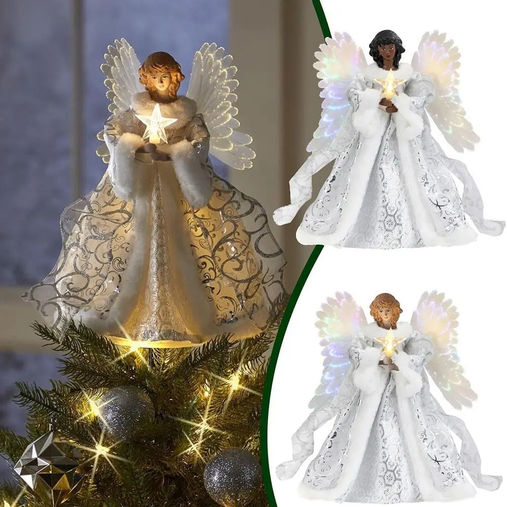 Christmas Tree Topper Angel Kids Fairy LED Light Up Three-dimensional Toys Christmas Tree Top Decoration Ornament