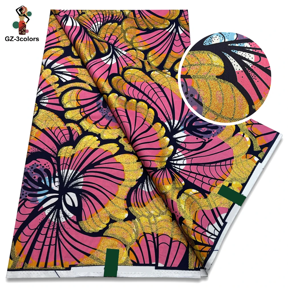 Hoge kwaliteit zachte Pagne 100% katoen gouden print stof Afrikaanse echte was stof Nigeria Ankara Grand SUP stof