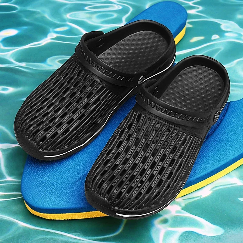 Men Eva Soft Sole Summer Clogs Sandals Men Non Slip Outdoor Driving Beach Sandles Fashion Hollow Out Thick Bottom Sports Sandals