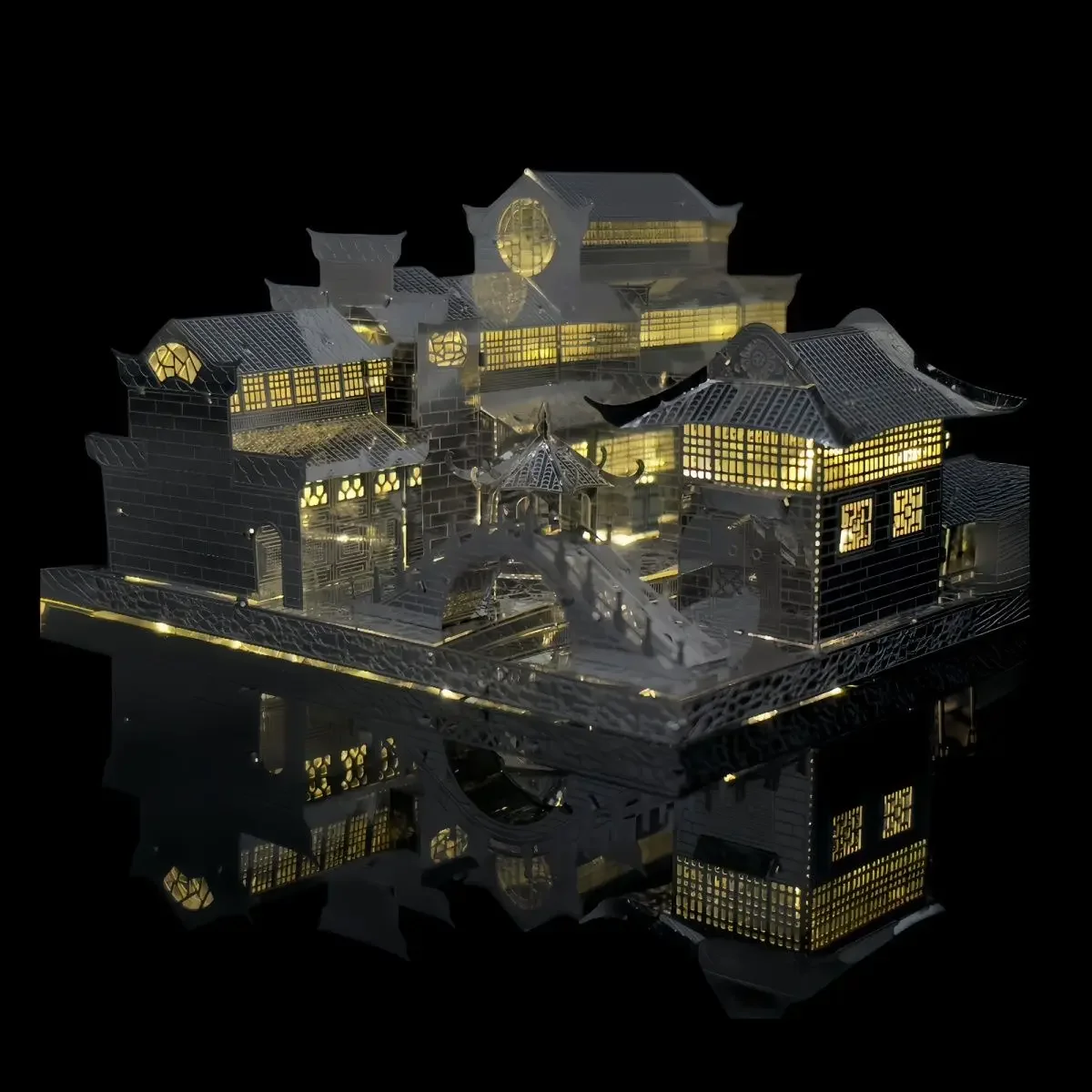 Jiangnan Water Town Metal Jigsaw 3d Building Model DIY Handmade Toys Creative Birthday Gift Trinket Miniature