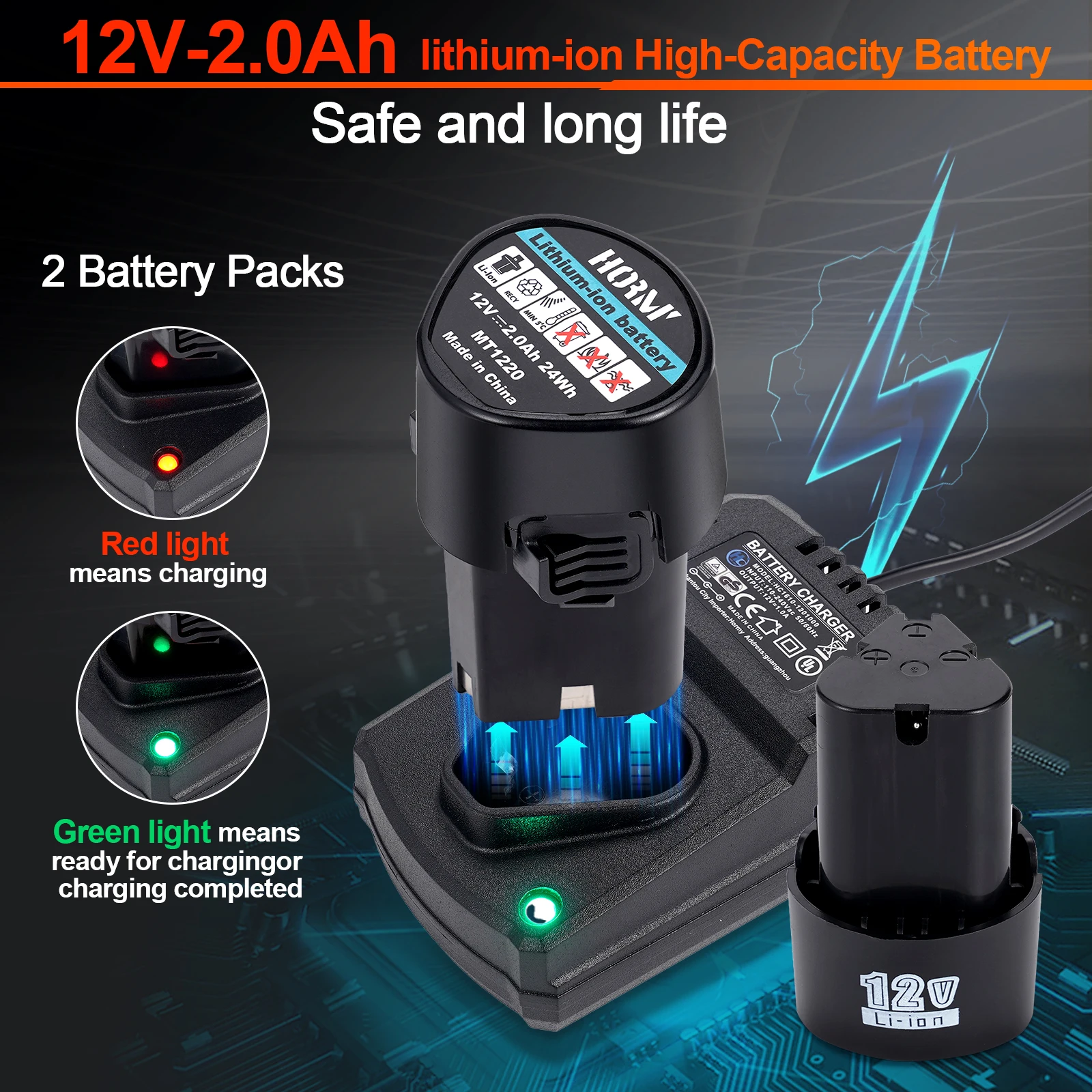DC12V 3/8 inch Draadloze Elektrische Ratelsleutel 225 Rpm Power Ratelsleutels 2 Batterijen 1 Oplader 7 stks Sockets Onderhoud Tool